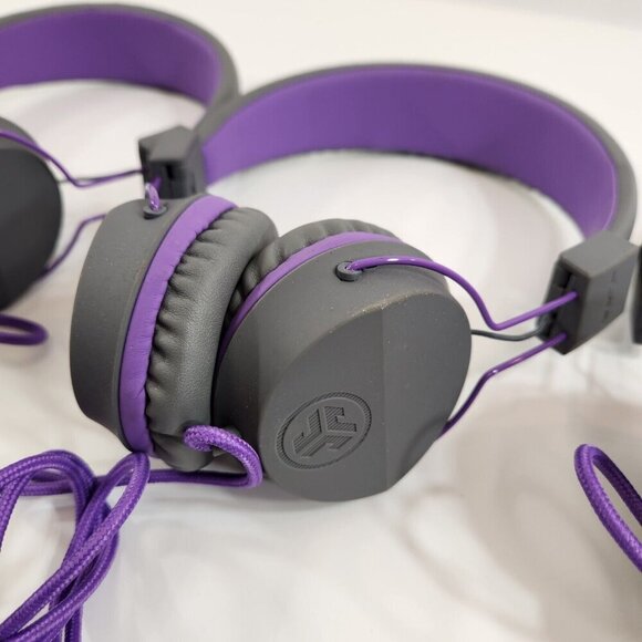 JLab Audio JBuddies Over Ear Headphones Purple Gray Lot of 4 TESTED WORKING - Picture 3 of 11
